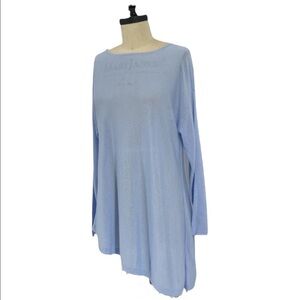 Eileen Fisher pastel Blue Asymmetrical Jersey Top SZ L